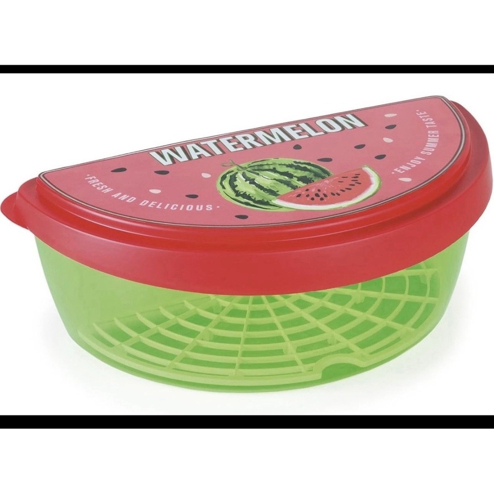Watermelon Food Storage Container with Drainage Grate Red & Green Party Picnic